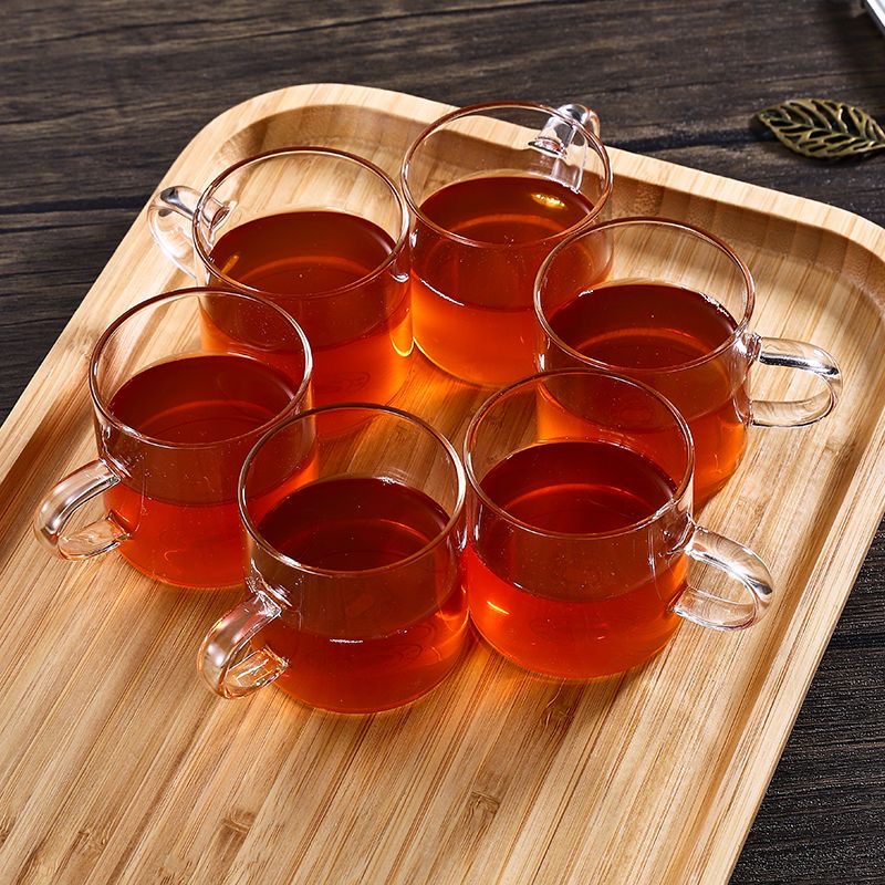 KEMORELA 6PCS Transparent Glass Cute Tea Cup Milk Glass Cup Small ...