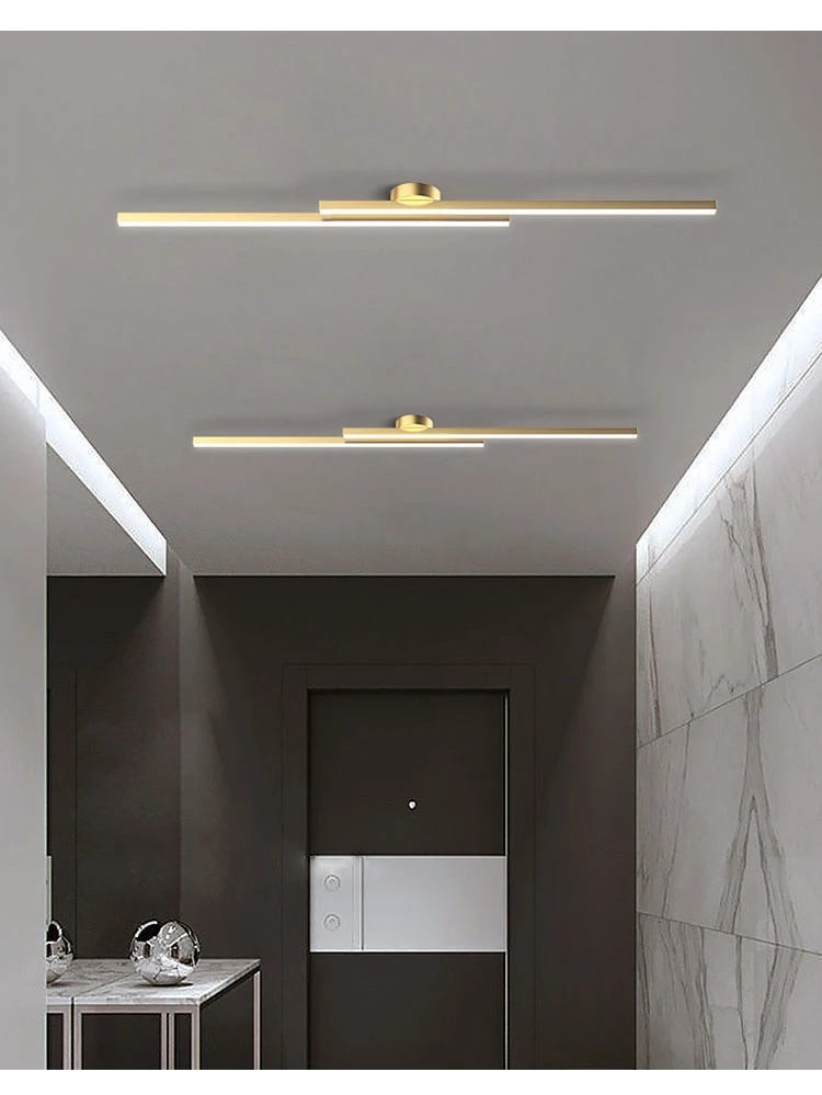 Minimalist LED Celing Light Corridor Aisle Lamp Black White Gold Long ...