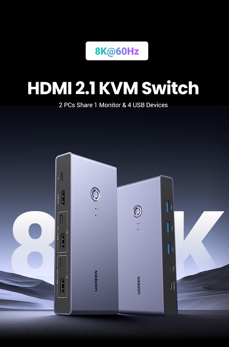 ugreen hdmi kvm switch 4k 60hz 2 in 1 out