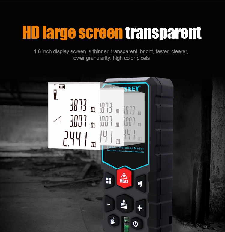 MILESEEY Digital Laser Rangefinder Measurement LCD Distance Meter High ...