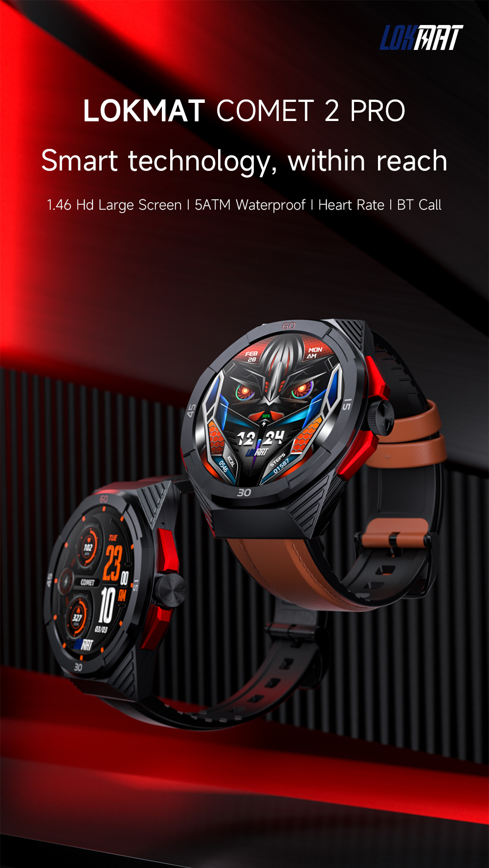 LOKMAT COMET2 PRO Bluetooth Talk Smartwatch Sports Outdoor Heart