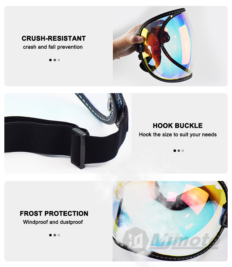Retro Motorcycle Helmet Lens Multicolor HD View Lens Face Shield ...