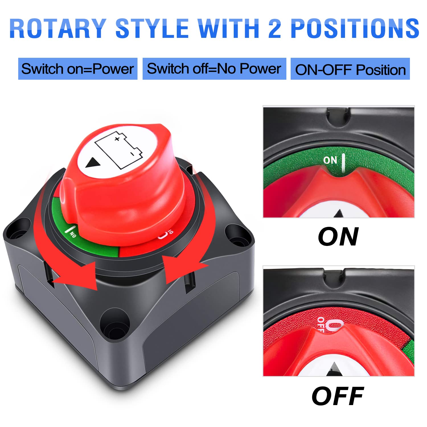 Battery Switch 12-48V Waterproof Heavy Duty Battery Power Cut Master ...