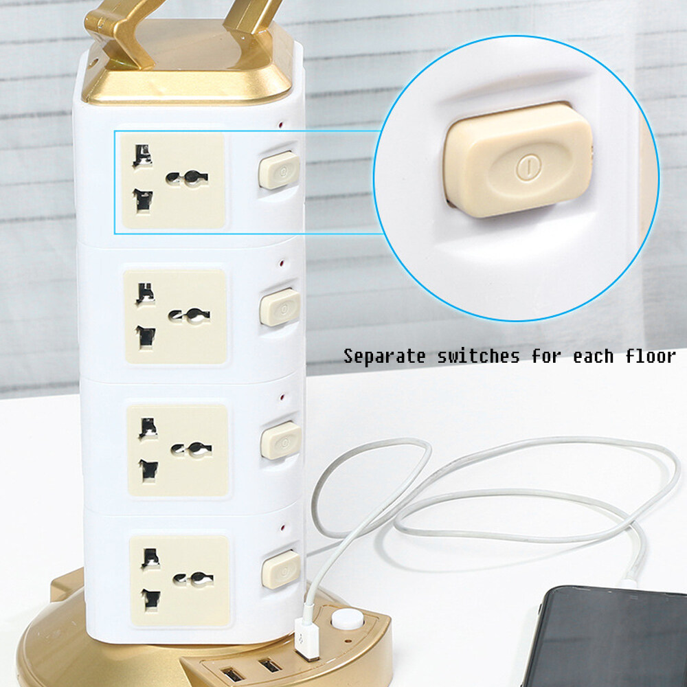VERTICAL TOWER 2 / 3 / 5 Layer Tower Multi Universal Socket Portable ...