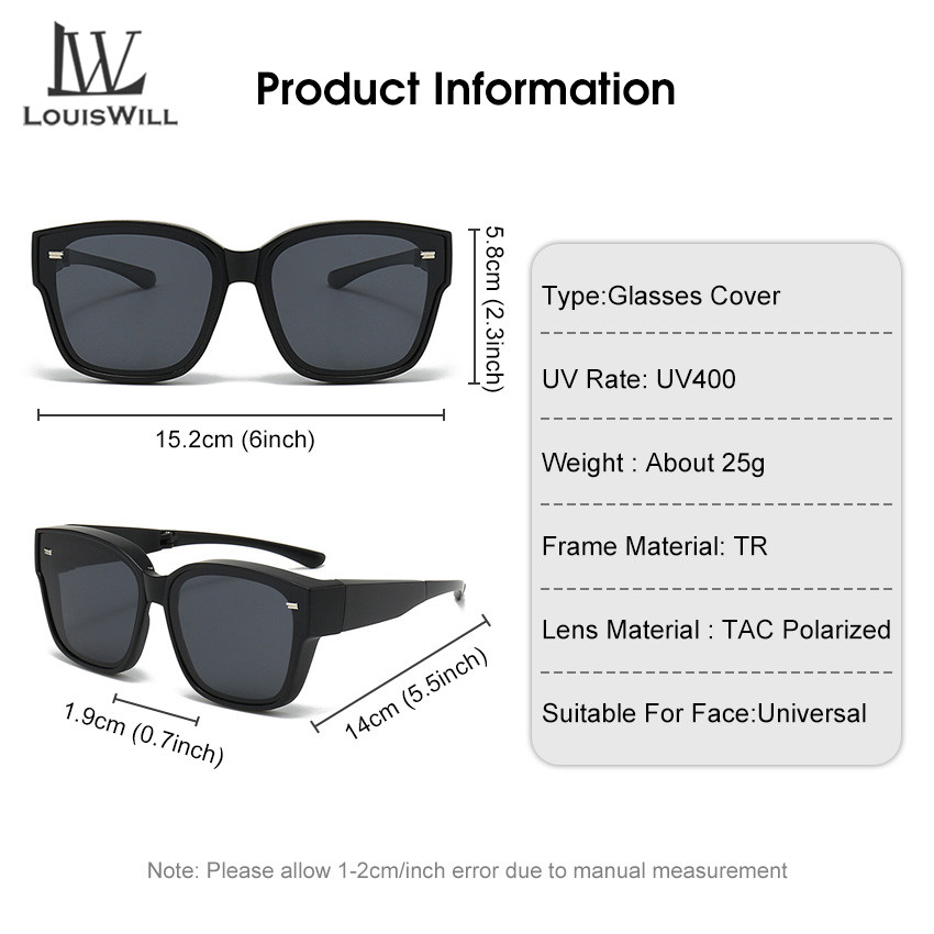 LouisWill Sunglasses Myopia Glasses Cover TAC Polarized Sunglasse Men ...