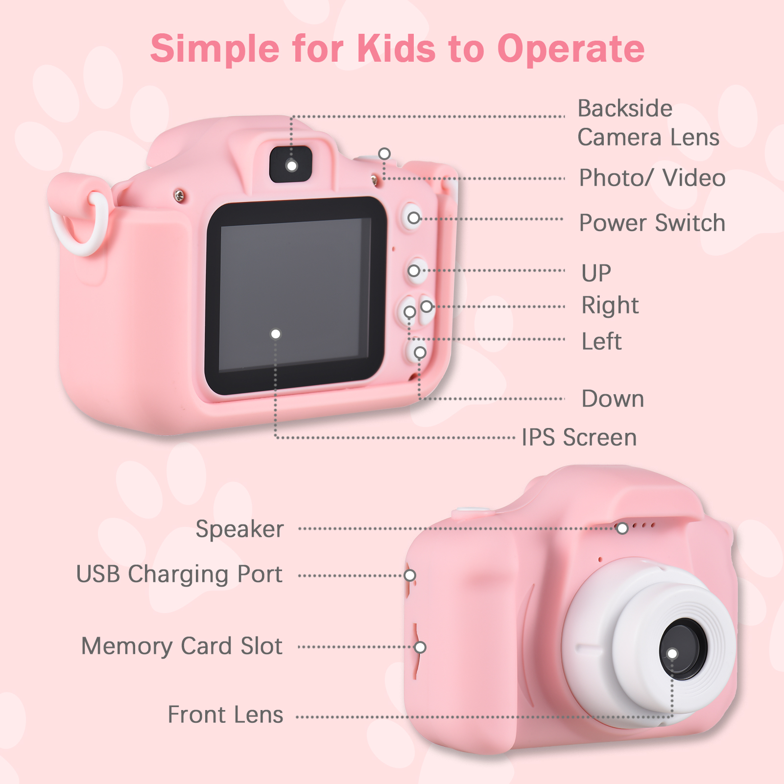 [Local delivery] 20MP Kitty Cat Kids Digital Camera Dual Selfie HD ...