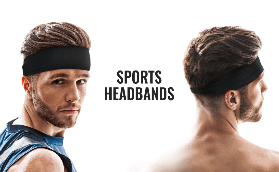 Men Headbands Sport Hair Band Athletic Workout Sweatbands Non-Slip Moisture  Wicking Unisex Head Bands for Running Cycling Training
