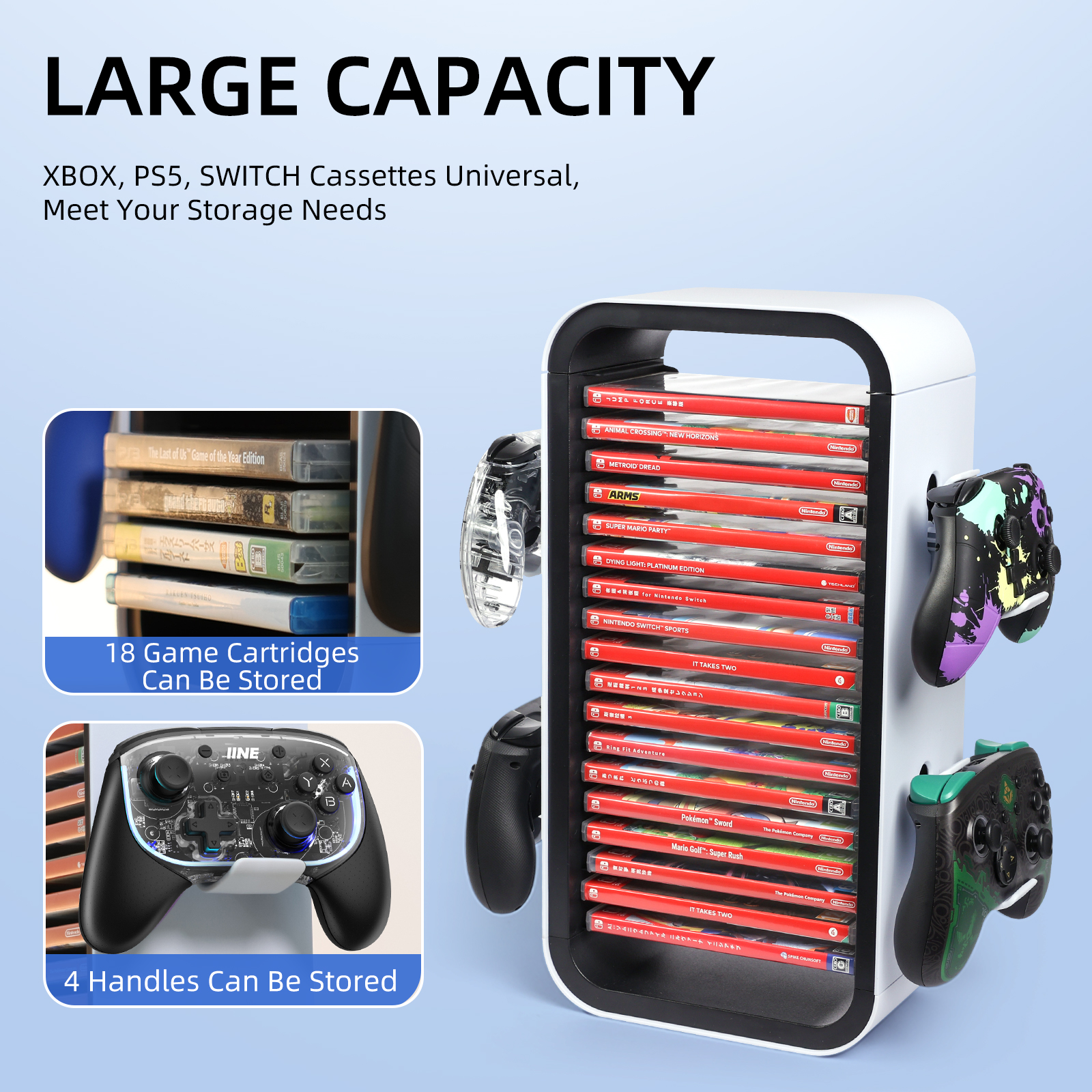 IINE Cassette Holder for PS/Xbox/Switch/XBOXGame Storage Game Card ...