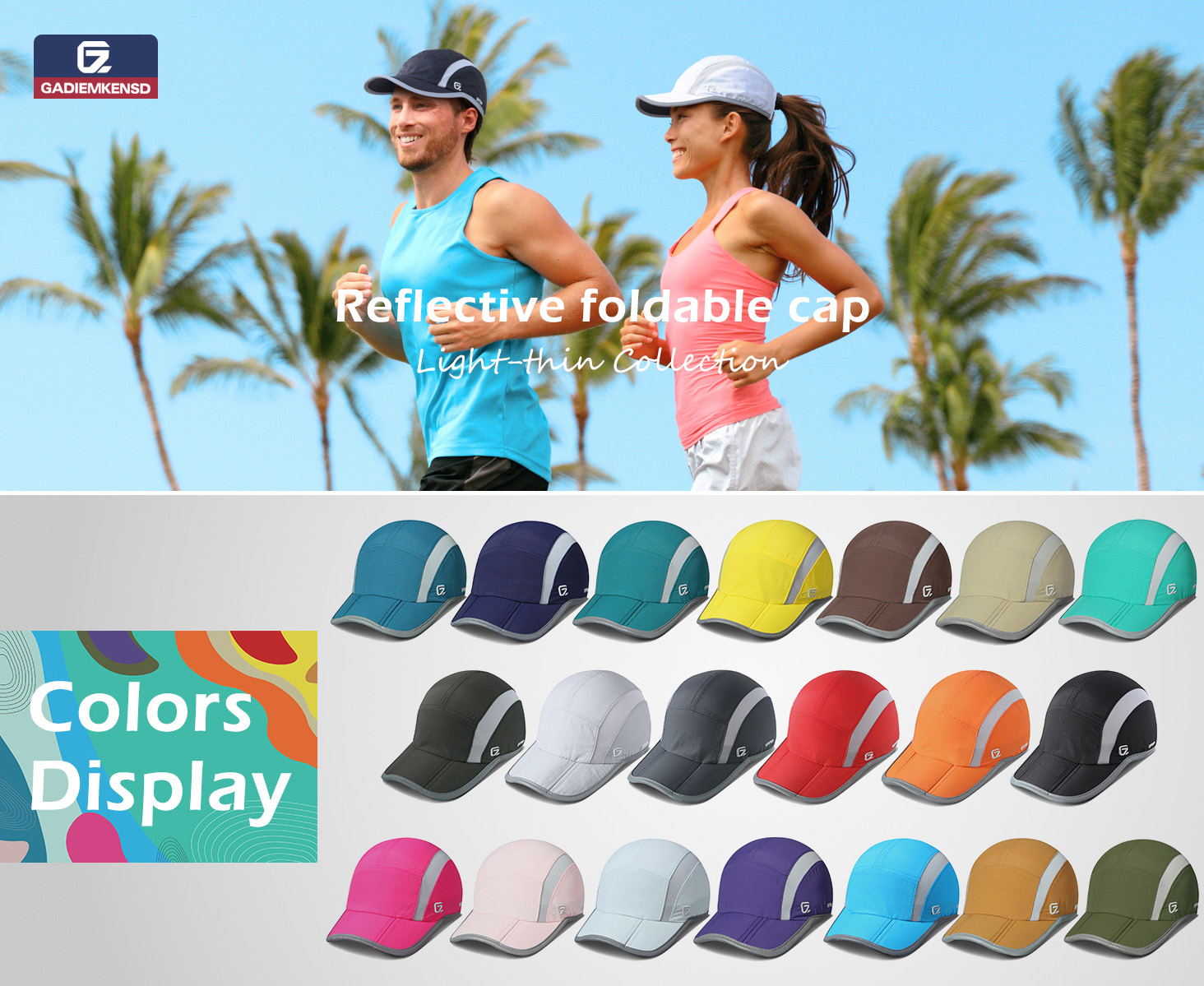 GADIEMKENSD Reflective Folding Outdoor Hat Unstructured Design UPF 50+ Sun  Protection Sport Hats for Womens and Mens M26