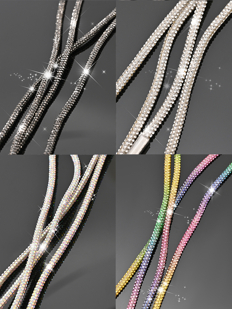 1 PCS Rhinestone Shoelaces Black White Color DIY Decorative Laces For ...