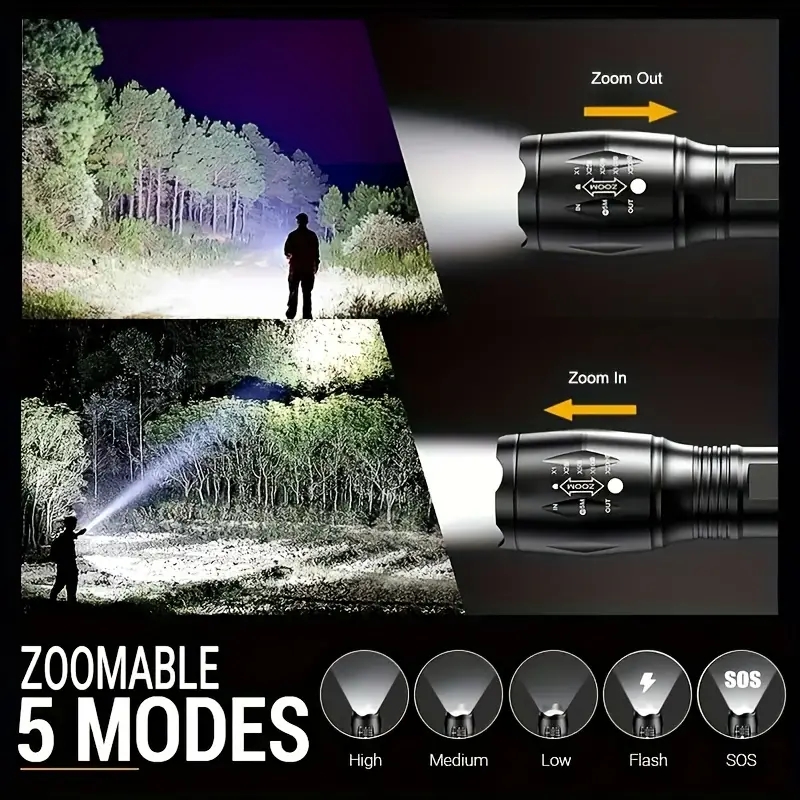 LED Flashlight Rechargeable Torch Light Super Bright Pen Light with