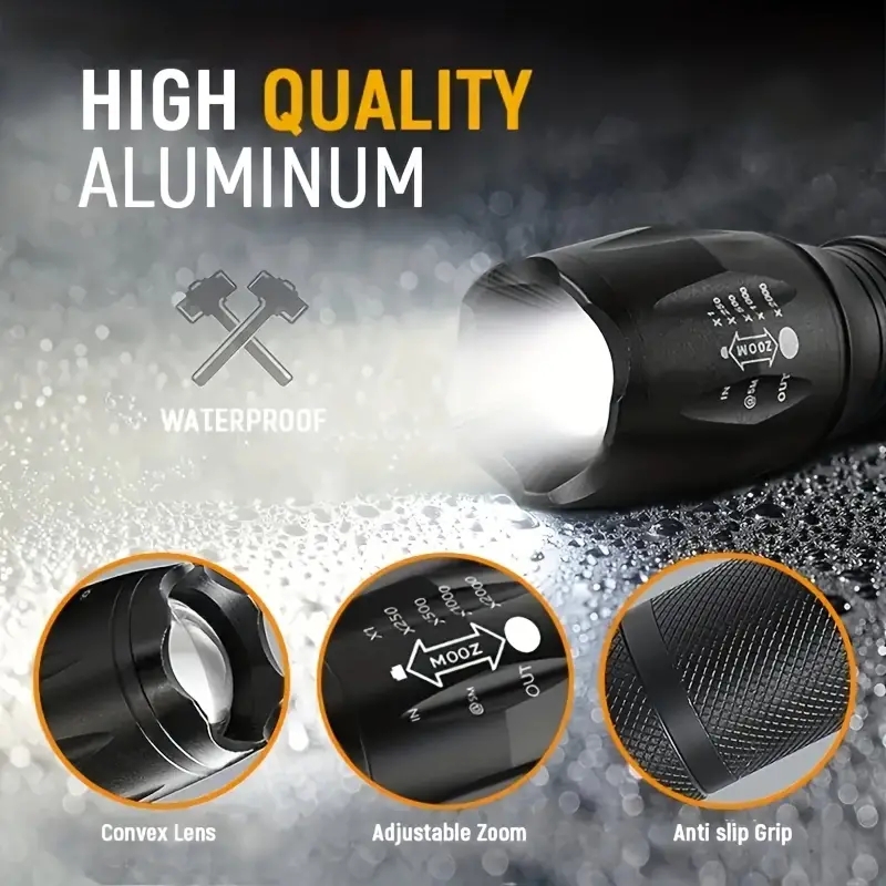 LED Flashlight Rechargeable Torch Light Super Bright Pen Light with