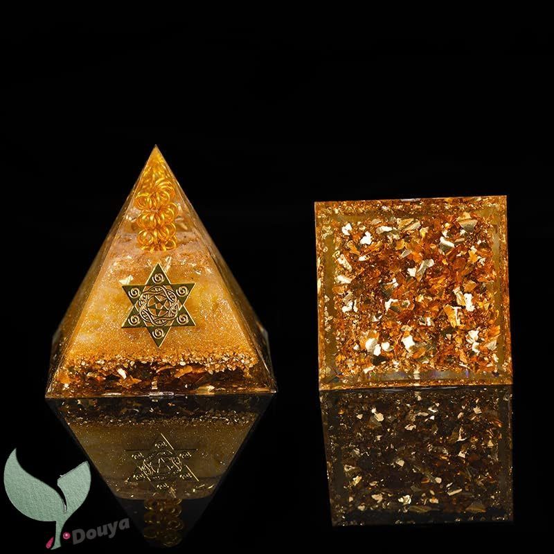 Citrine Orgonite Pyramid with Six Pointed Star,Orgone Pyramid for ...