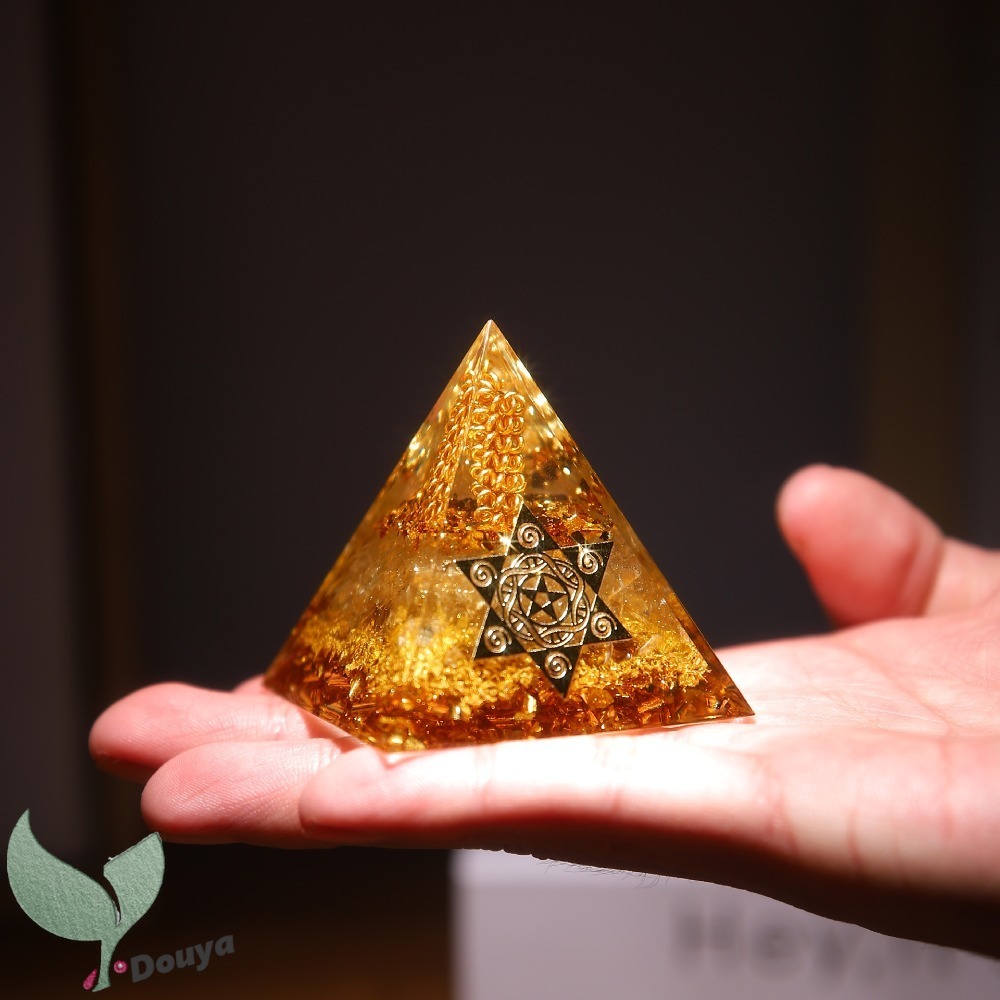 Citrine Orgonite Pyramid with Six Pointed Star,Orgone Pyramid for ...