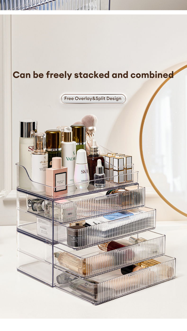 Transparent makeup storage box dustproof cosmetics storage box 3 Layer