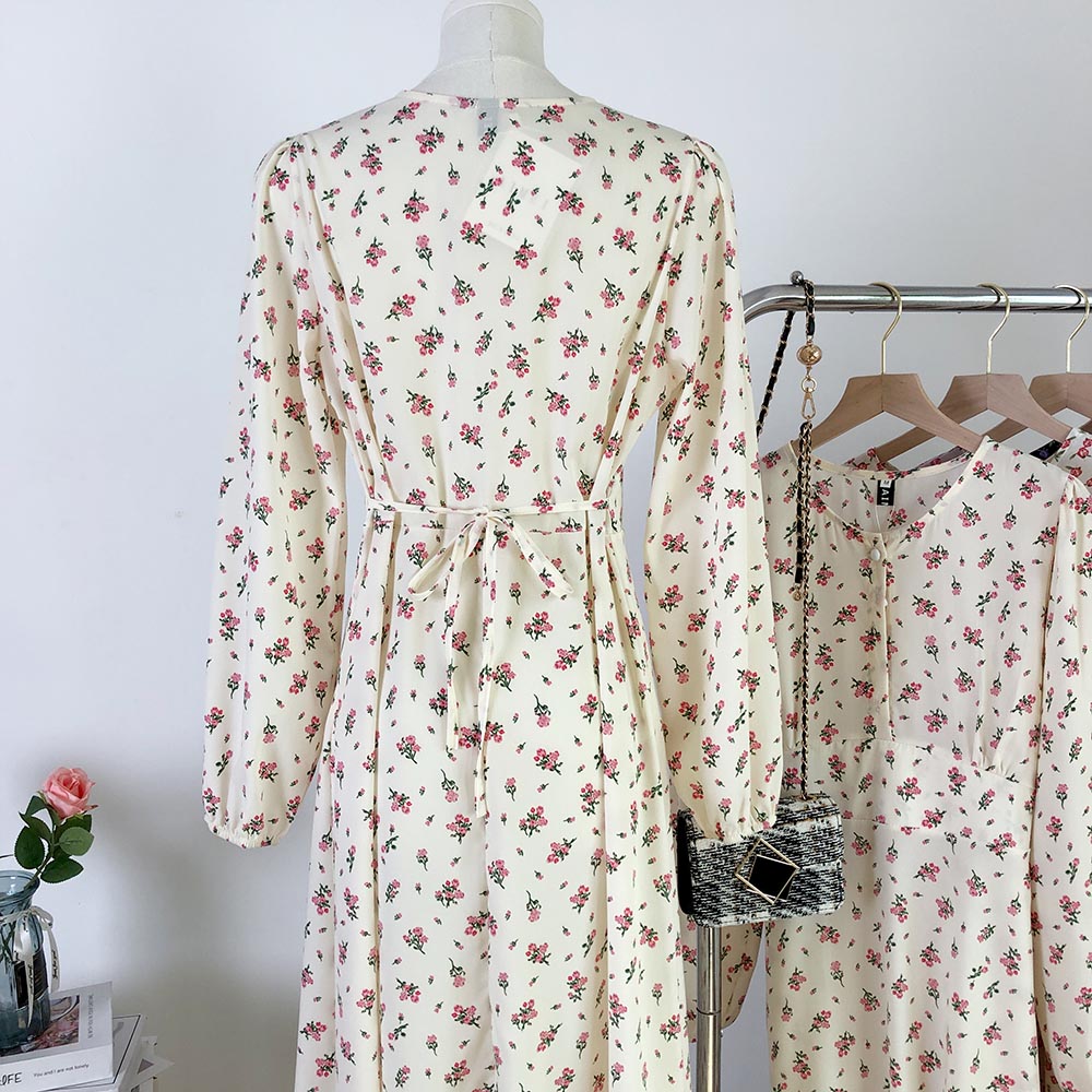 Casual Floral Street Live button long women dress breastfeed friendly