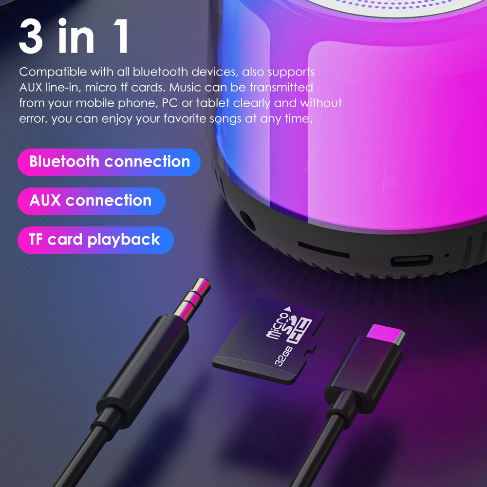 GOOJODOQ Portable Wireless Mini Bluetooth Speaker With LED Light ...