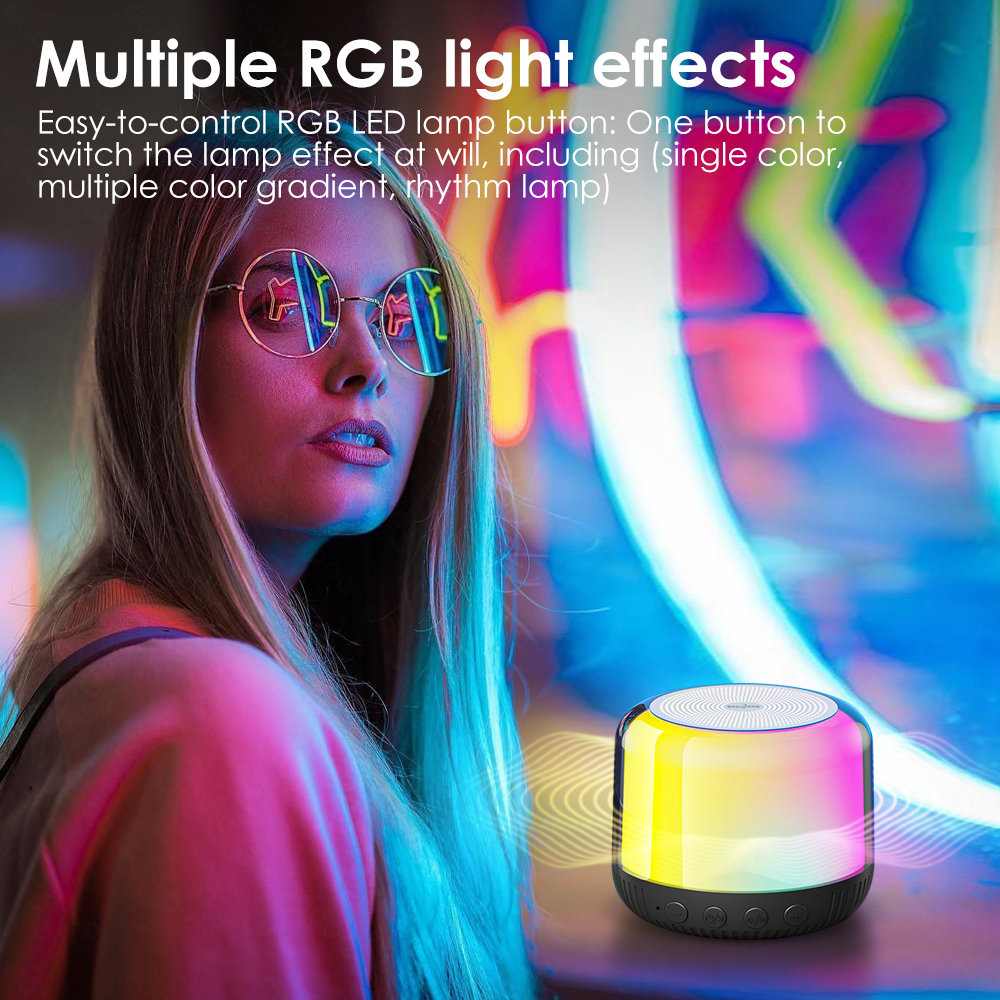 GOOJODOQ Portable Wireless Mini Bluetooth Speaker With LED Light ...