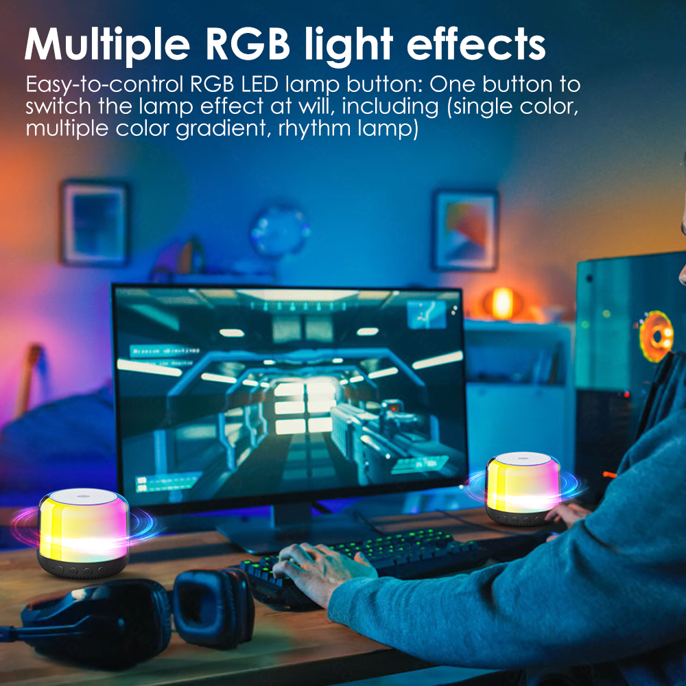 GOOJODOQ Portable Wireless Mini Bluetooth Speaker With LED Light ...