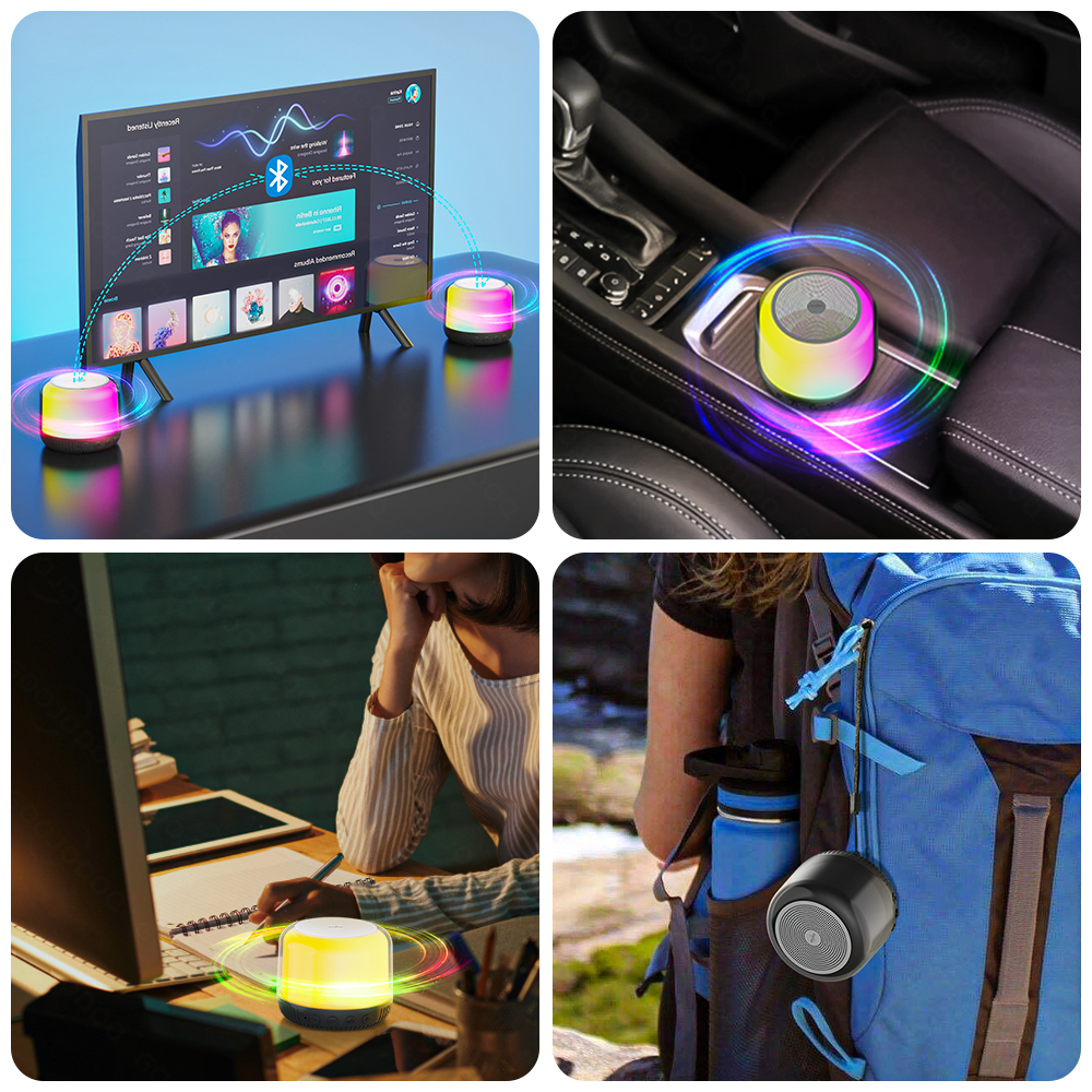 GOOJODOQ Portable Wireless Mini Bluetooth Speaker With LED Light ...