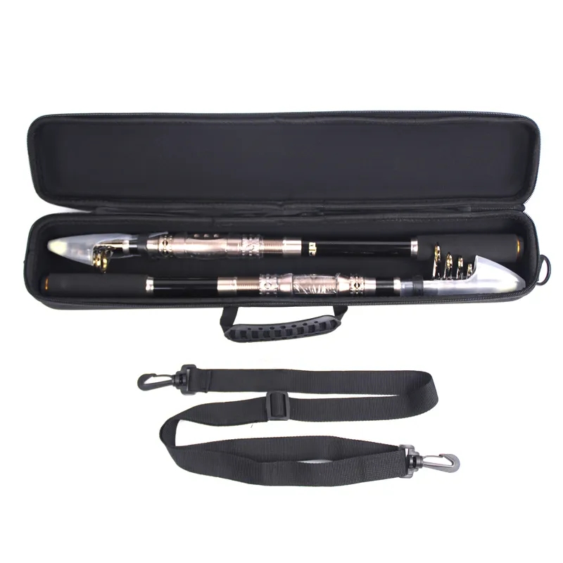 Fishing rod portable storage bag short hard shell gear small tool 35.5 ...