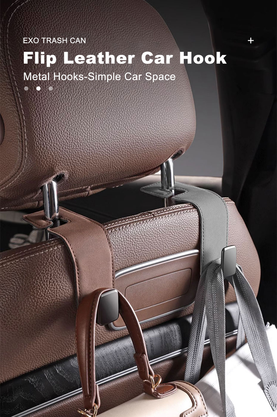 SEAMETAL Car Seat Headrest Hook Leather Metal Hook Storage Hanger Car ...