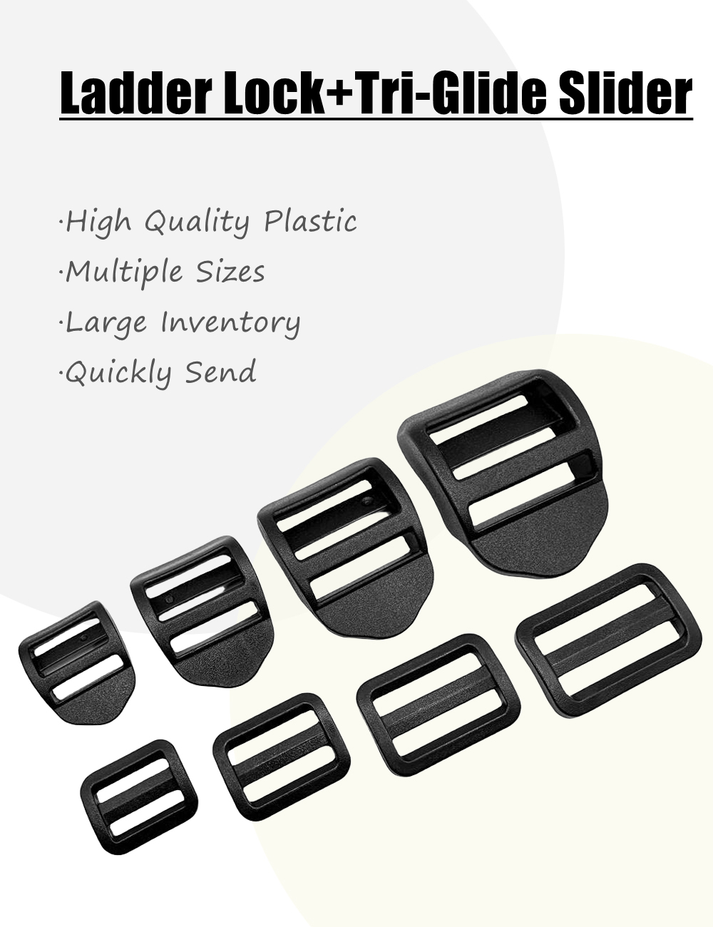 5 Pcs/Pack Black Ladder Lock/Tri-Glide Slider Plastic Buckles For ...