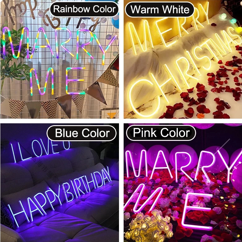 Blue Alphabet Light Letter Neon Signs USB or Battery Neon Light for ...