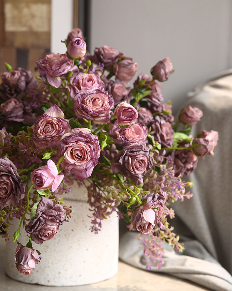 French Oil Painting Coke Edge Simulation Rose Rose Fake Flower Retro ...