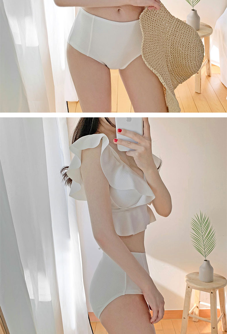 bikini Split Bikini Swimsuit Women Ruffled High Waist with Straps main image 0