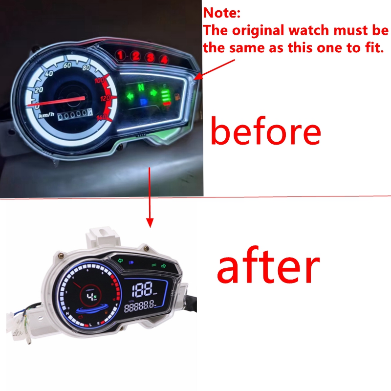 【4th gear】2023 new digital speedometer odometer LED motorcycle meter ...