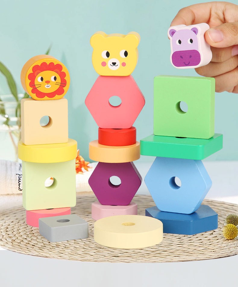 Montessori Toys,Animal Wooden Sorting Stacking Toy for Toddlers 1-3 ...