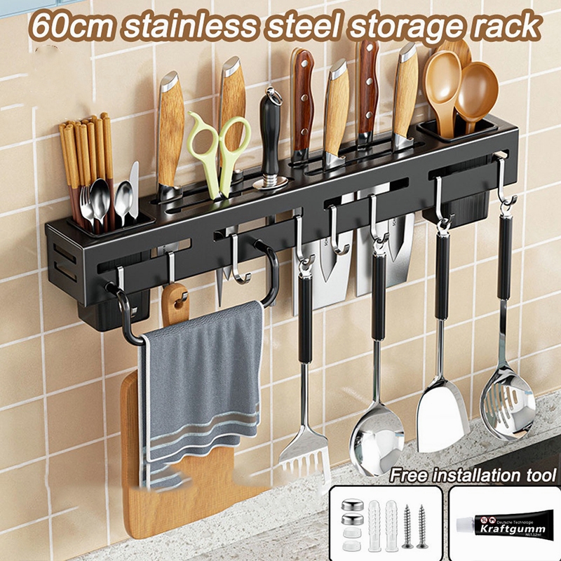 Wall mounted knife holder Steel Wall Mounted Knife Storage Rack Kitchen ...