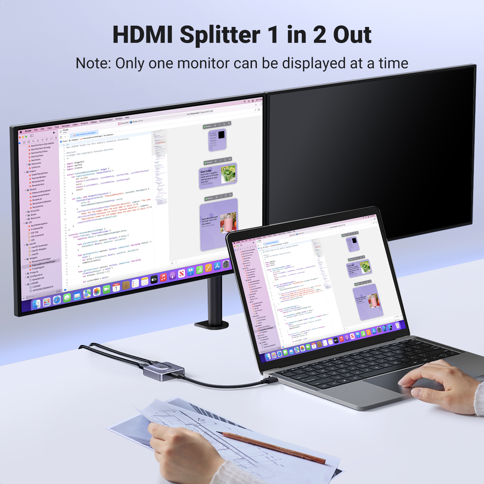 Ugreen HDMI 2.0 Splitter 4K@60hz HDMI Switcher for Laptop Monitor ...