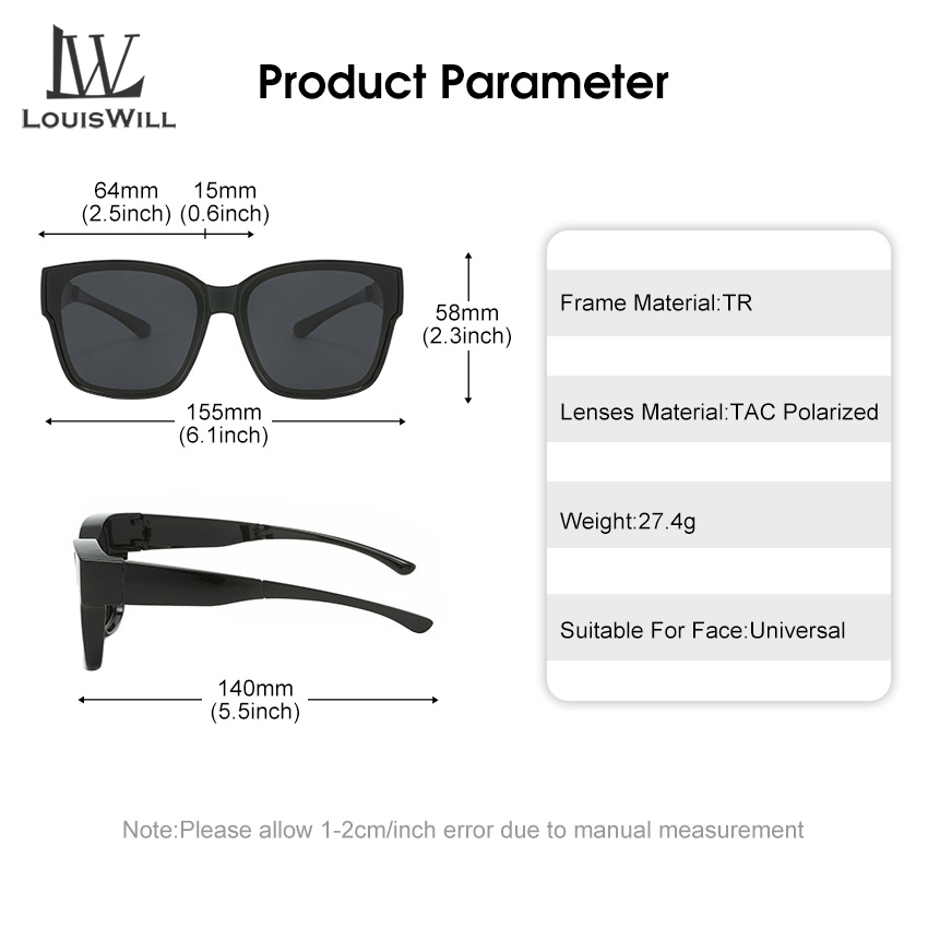 LouisWill Sunglasses Foldable Myopia Glasses Cover TAC Polarized ...