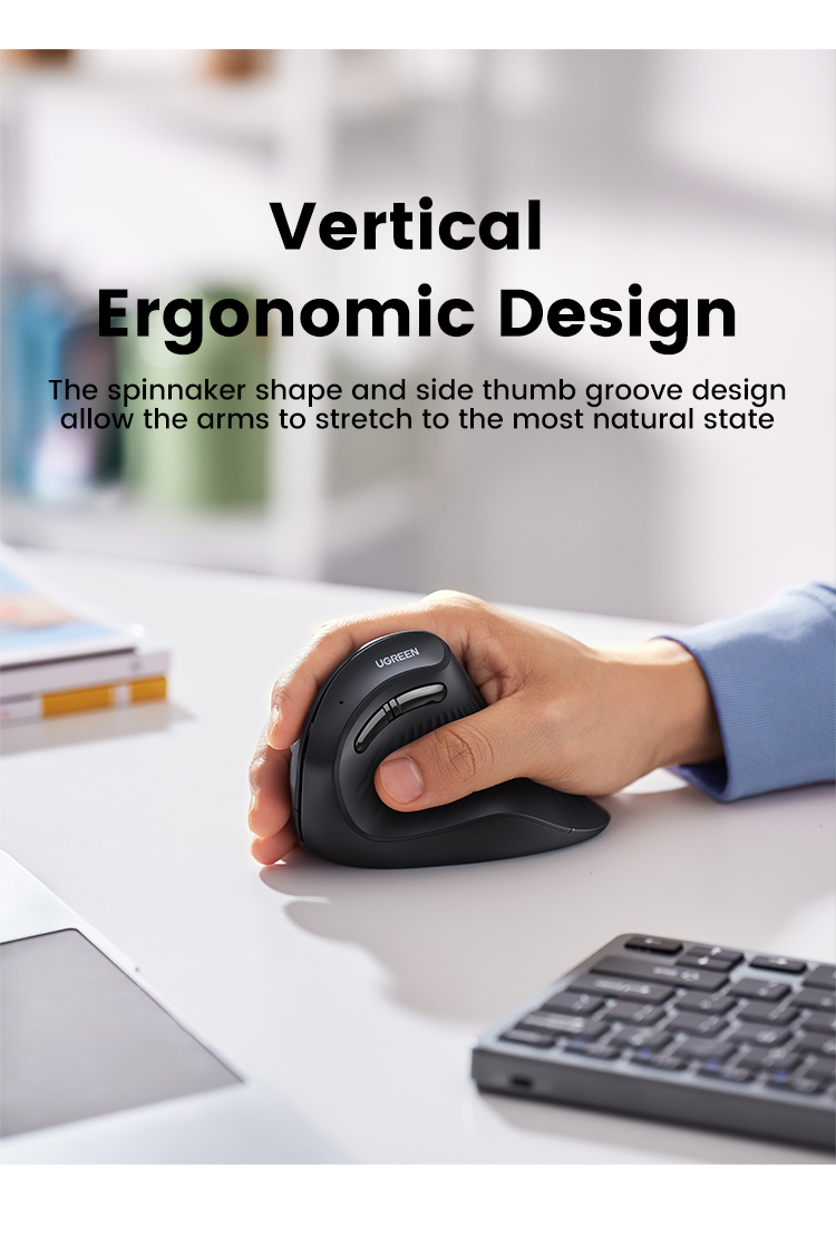Ugreen Vertical Ergonomic 4000DPI Wireless Silent Click Mouse for