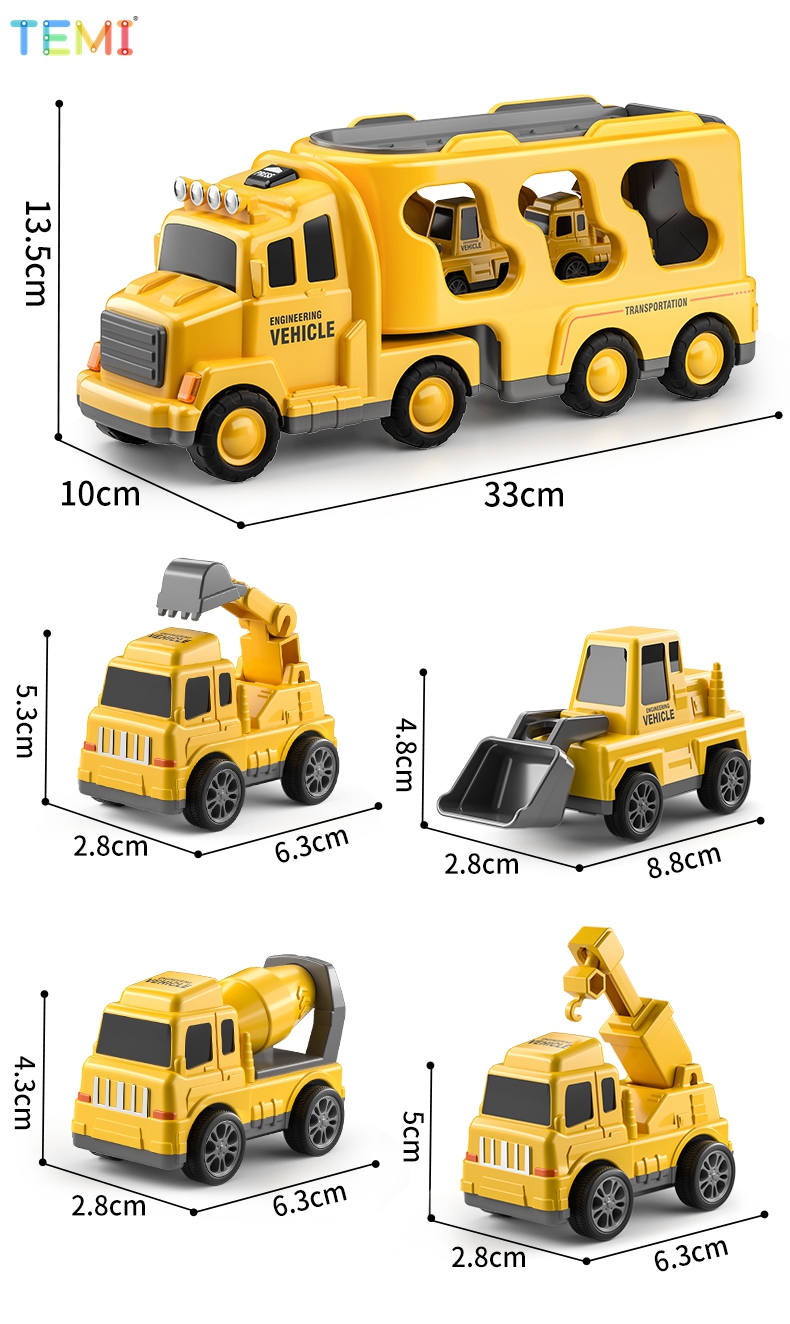 ⭐ Shipping from Malaysia ⭐TEMI 5 in 1 Diecast Carrier Truck Toys Cars ...