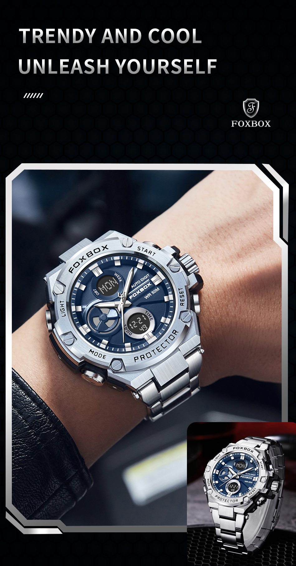FOXBOX New LED Digital Sport Watches For Men Luxury Brand Quartz ...