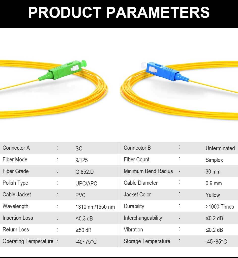 JT-COM 10-Pieces Fiber Optic Pigtail SC APC/UPC Simplex 0.9mm 9/125 ...