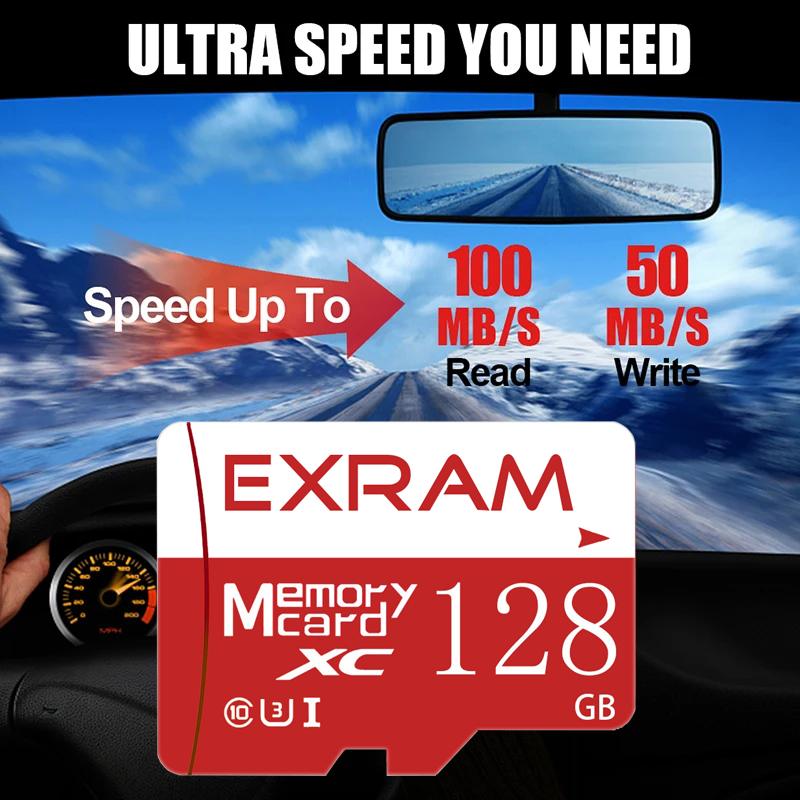 EXRAM Micro SD TF Memory Card 100MB/s A1 U3 Class10 SDXC 32GB 64GB ...