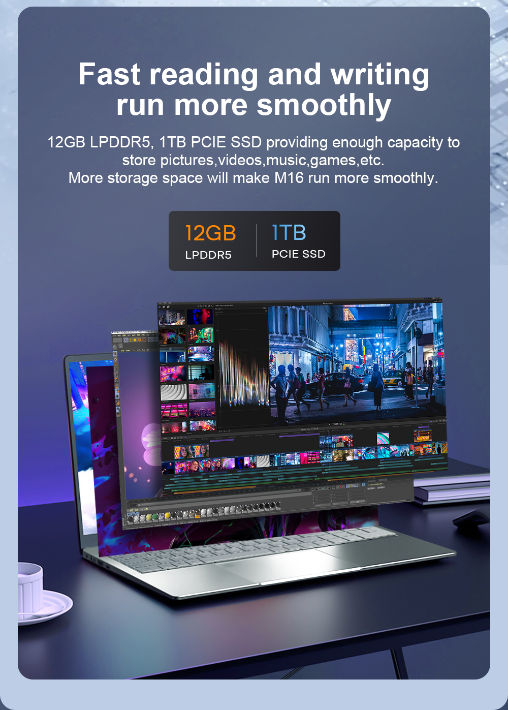 DERE M16 Laptop 16 Inch Laptop Intel N95 Up To 3.40 GHz 2.5K IPS Screen ...