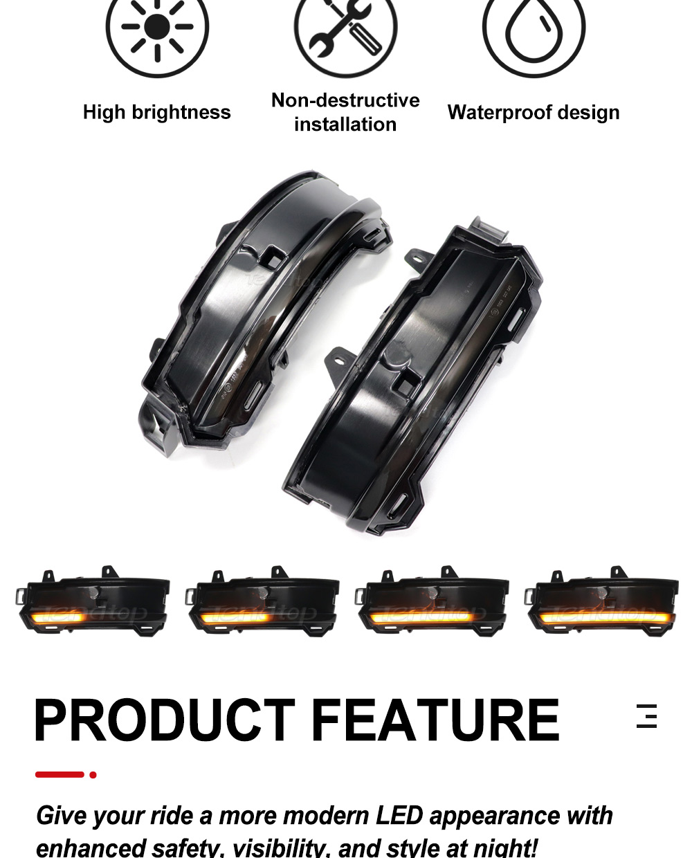 2Pcs Dynamic rearview mirror indicator light Turn Signal light for Land ...