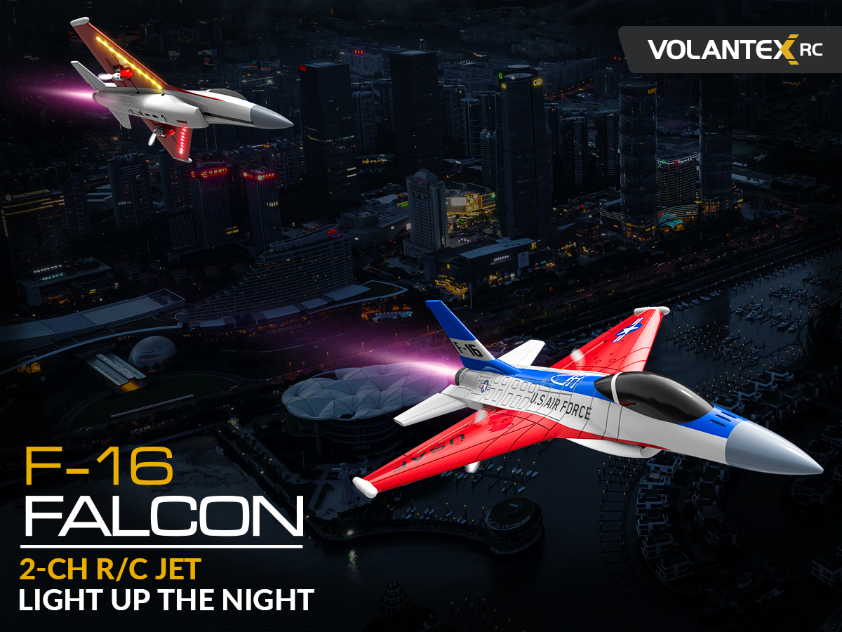 Volantex RC Airplane 2.4Ghz 2CH F16 Falcon With Cool Lights EPP Foam RC ...