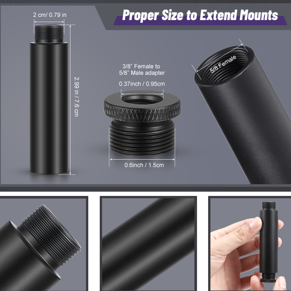 Mic Stand Extension Tube 5/8 Inch Microphone Extension Pipe Aluminium ...