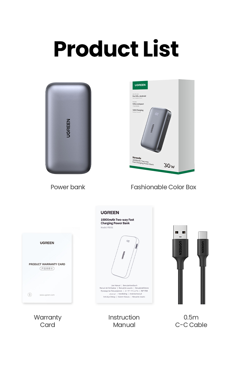 UGREEN PD30W Power Bank Fast Charge 10000mAh Portable PowerBank