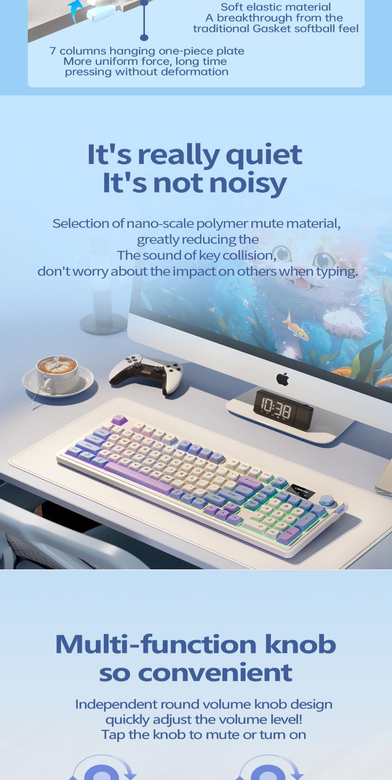 L98 RGB Mute Keyboard Office Bluetooth 2.4G Wireless Keyboard Bluetooth Keyboard Wireless Keyboard | Singapore - View #4