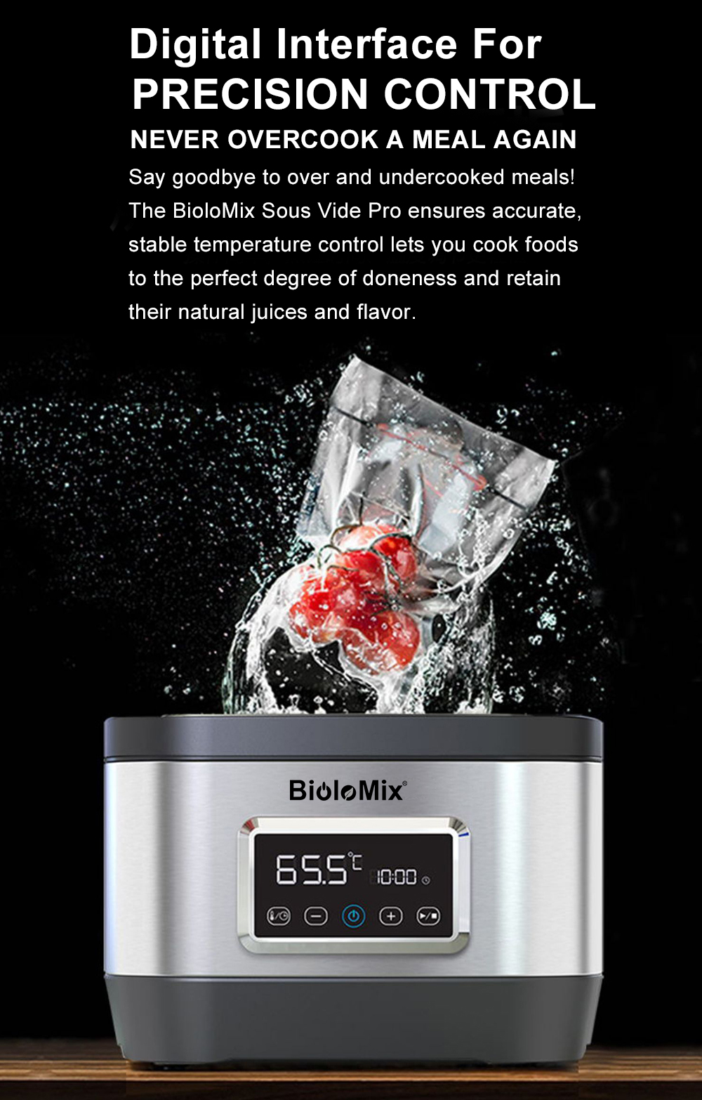 BioloMix 6th generation Stainless Steel Sous Vide Oven Pro 8L Accurate ...
