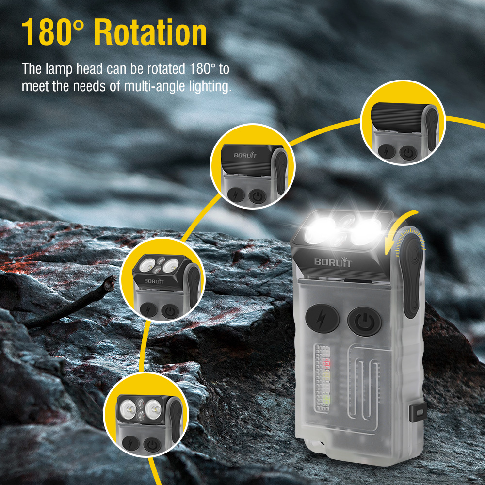 BORUiT V20 Keychain Flashlight 1000LM with Red Blue Warm Light LED ...