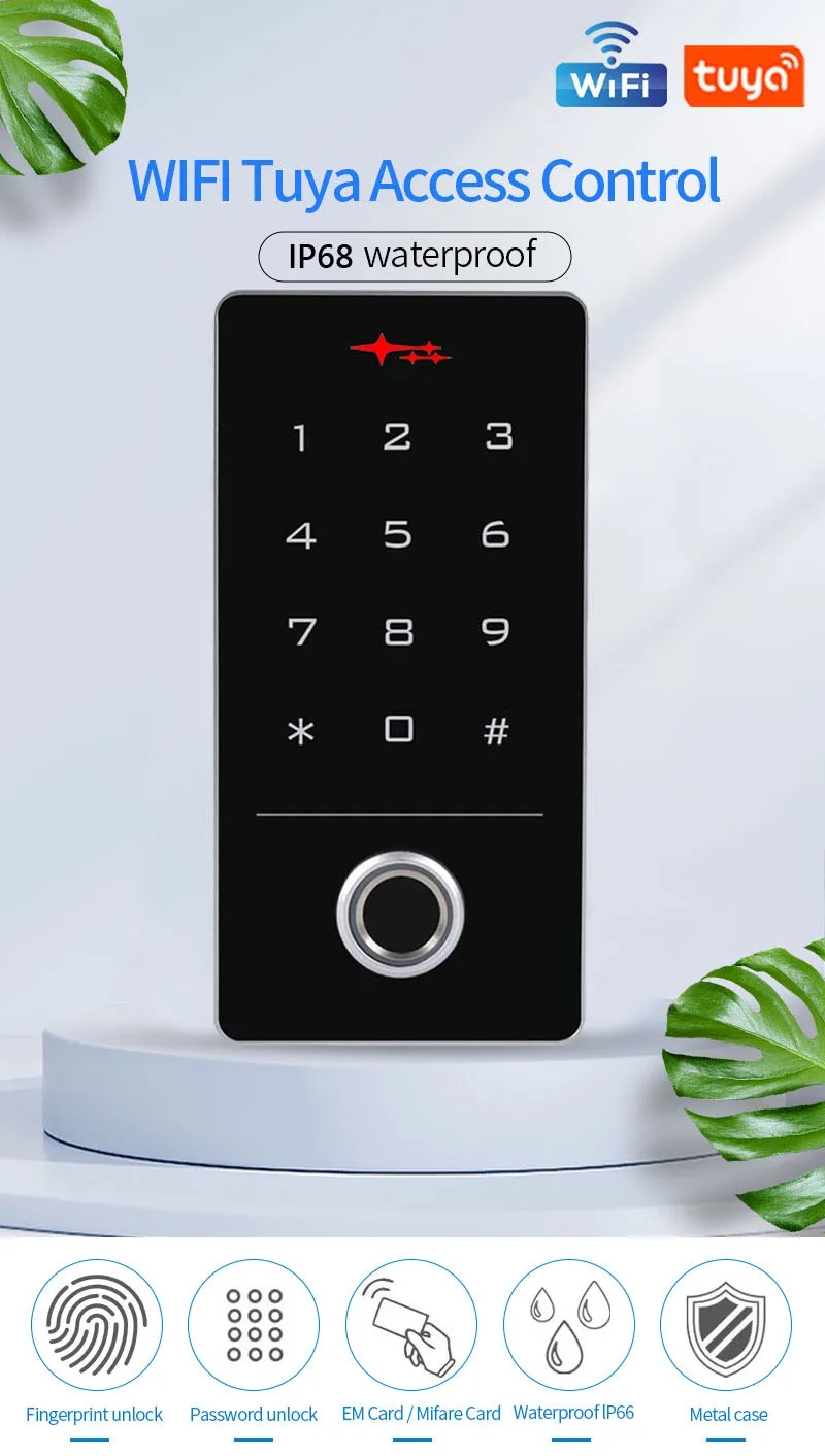 Waterproof Tuya App Wifi Access Control Keypad Fingerprint Smart Home ...
