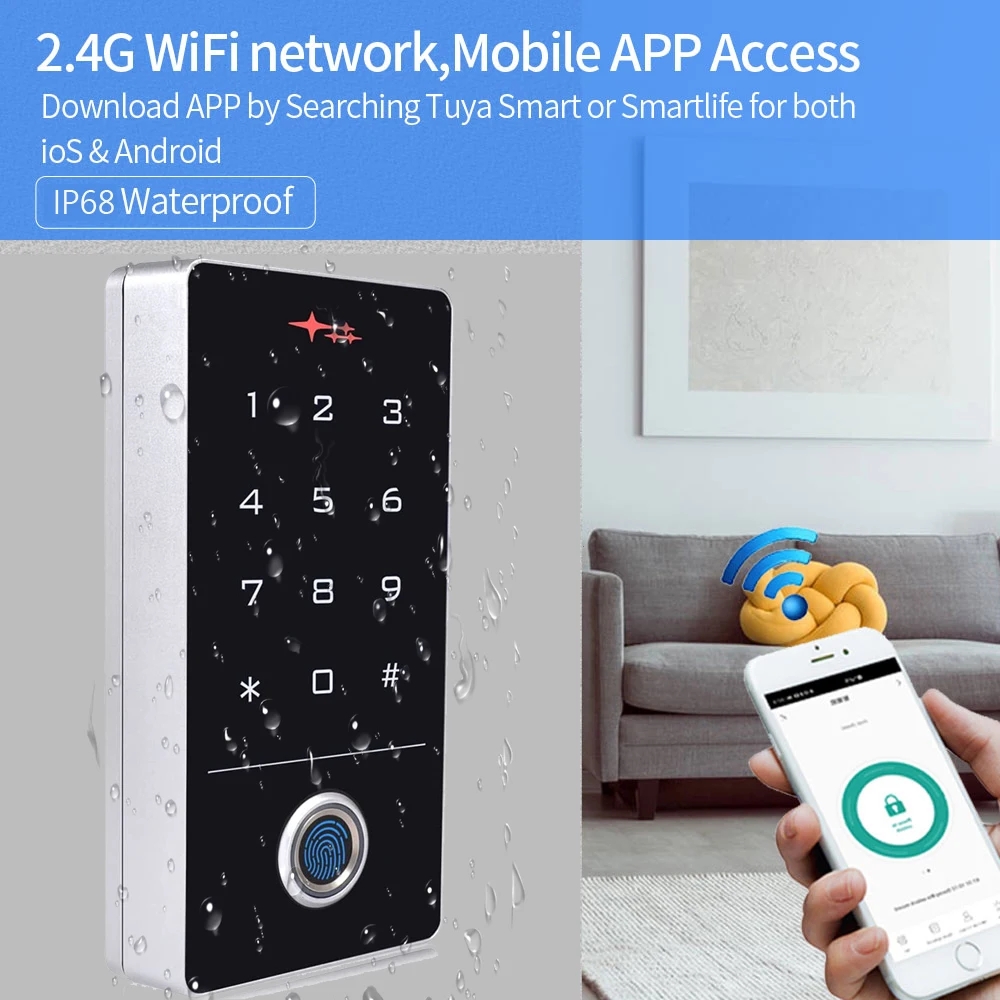 Waterproof Tuya App Wifi Access Control Keypad Fingerprint Smart Home ...
